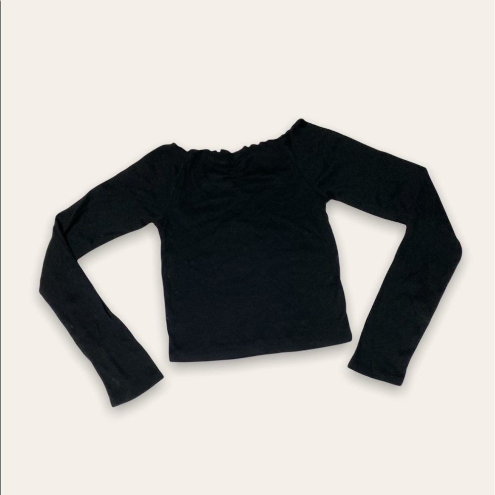 Off the shoulder ribbed black XS long sleeve cropped